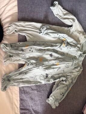 Carter's Light Mint Green Printed Footed Sleep Sack Pajamas